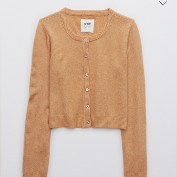 aerie Sweaters - Aerie Campus Cool Plush Cardigan in Tan / Toasty